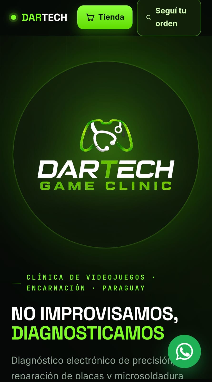 Inicio real de Dartech Game Clinic